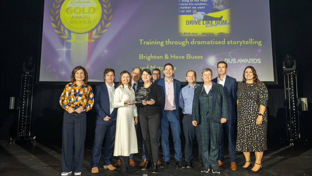 Brighton & Hove/Metrobus team receiving UK Bus Award